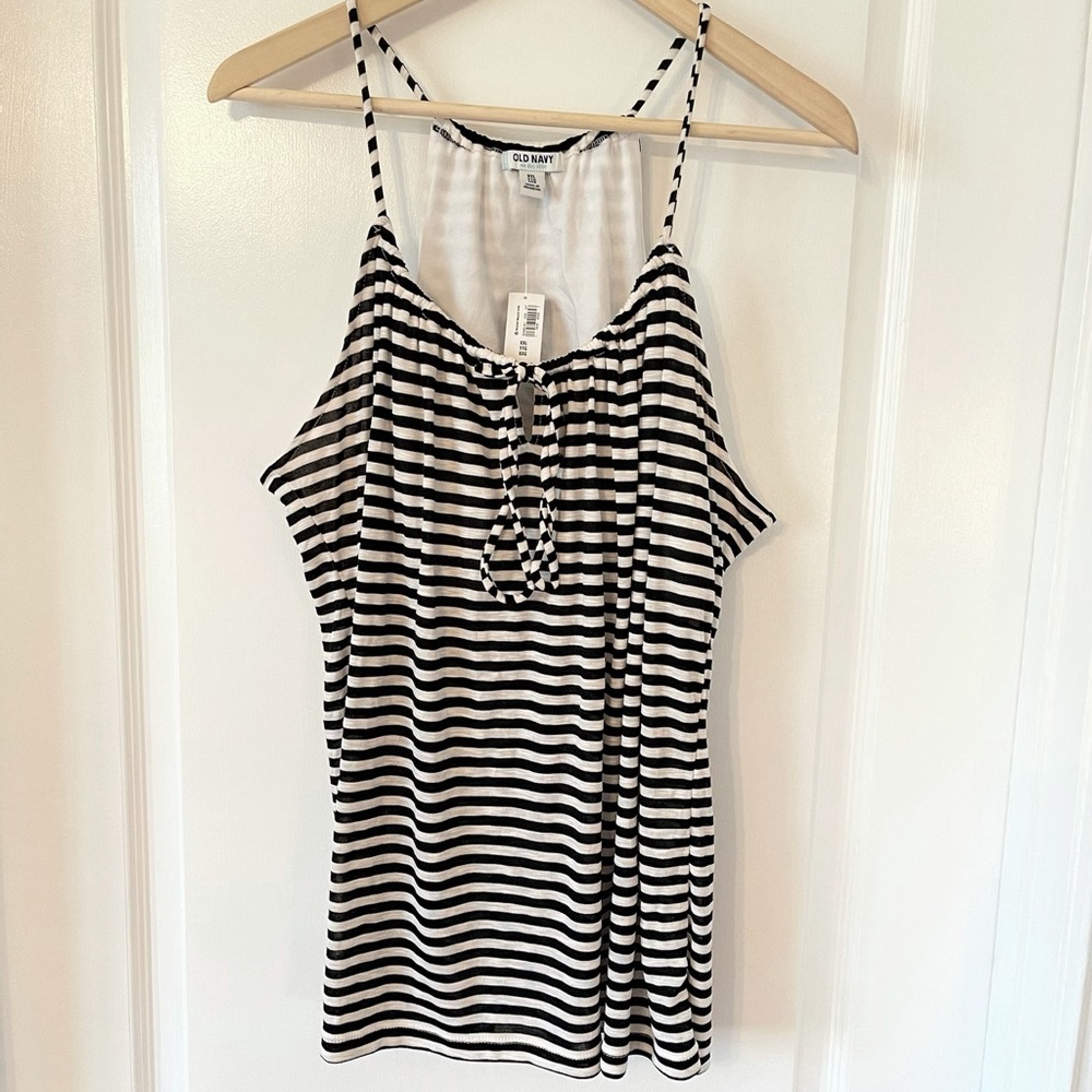 Old Navy Black and White Striped Tank NWT